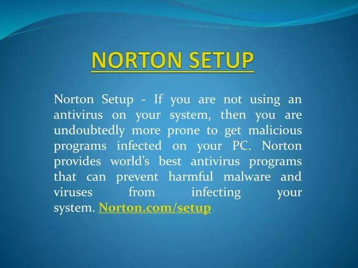 norton setup if you are not using an antivirus