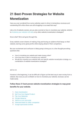 21 Best-Proven Strategies for Website Monetization