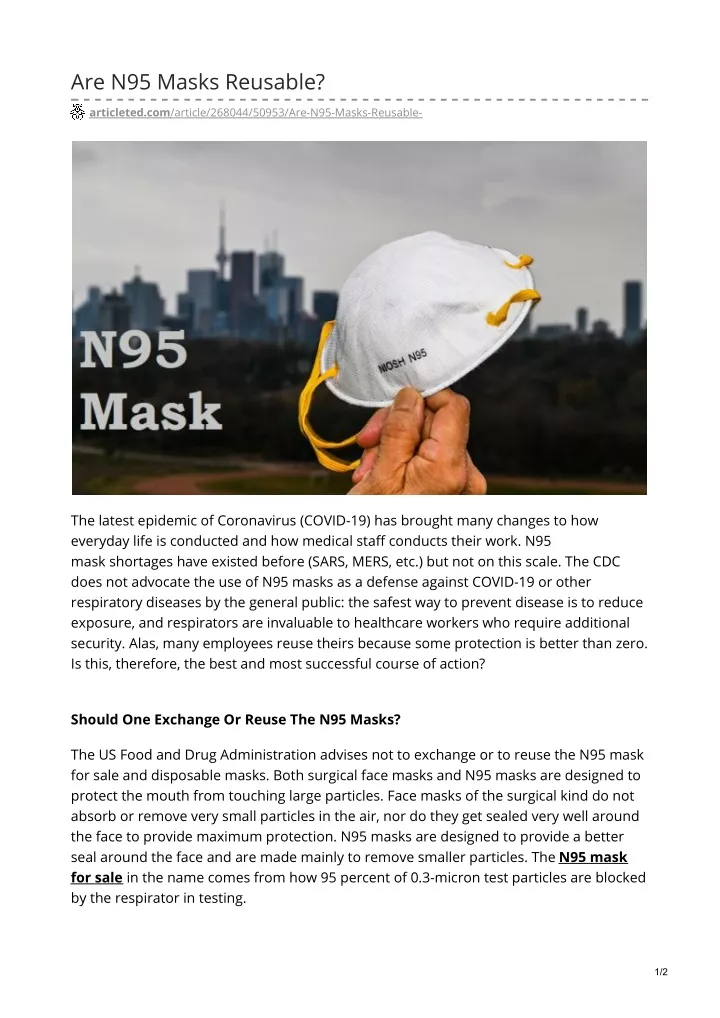 are n95 masks reusable