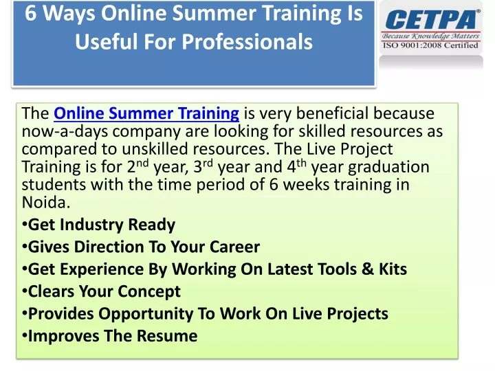 6 ways online summer training is useful for professionals