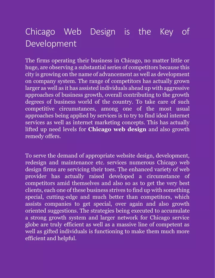 chicago web design is the key of development