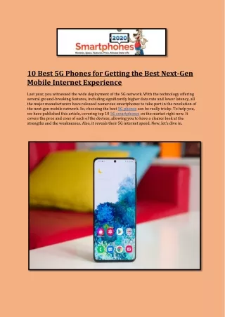 10 Best 5G Phones for Getting the Best Next-Gen Mobile Internet Experience