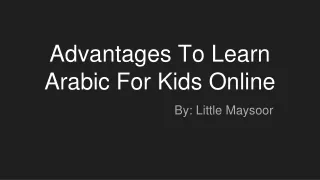 Advantages To Learn Arabic For Kids Online