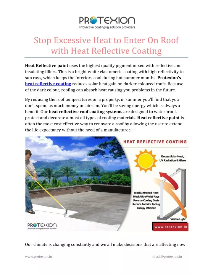 stop excessive heat to enter on roof with heat