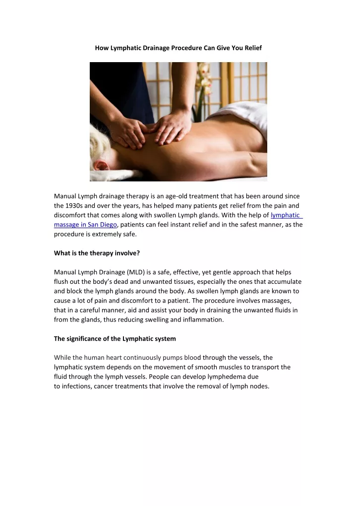 how lymphatic drainage procedure can give