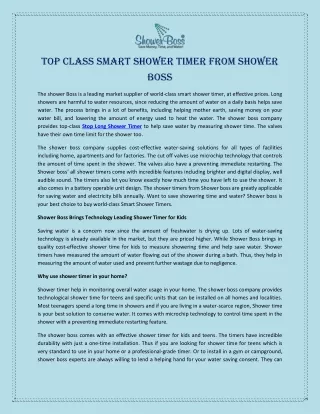 top class smart shower timer from shower boss