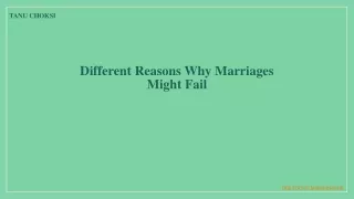 different reasons why marriages might fail