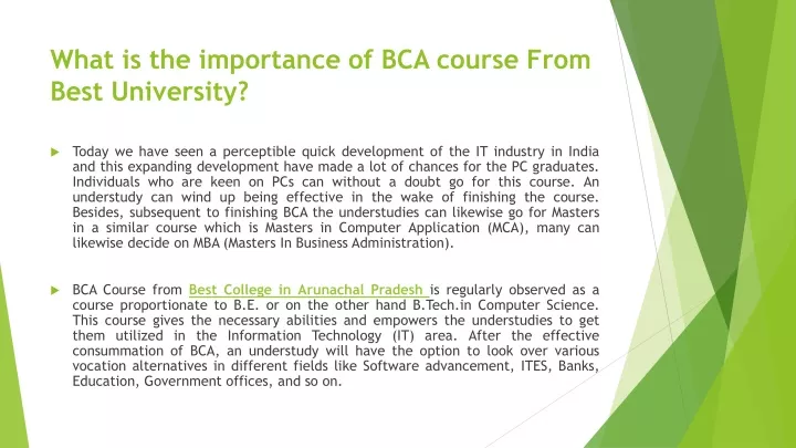 what is the importance of bca course from best university