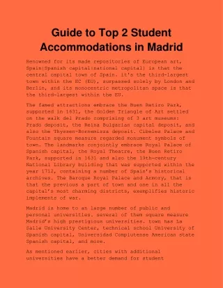 Guide to top 2 Student Accommodations in Madrid
