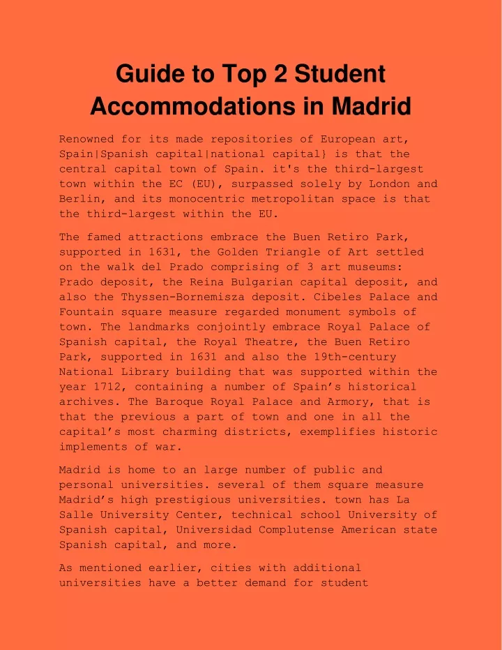 guide to top 2 student accommodations in madrid