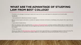 What Are The Advantage Of Studying Law From Best College?