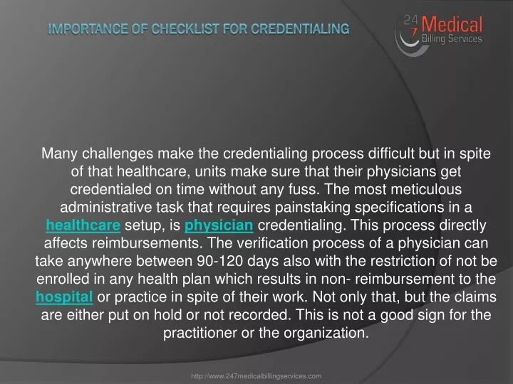 importance of checklist for credentialing