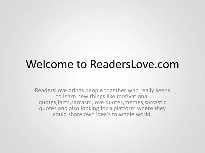 welcome to readerslove com