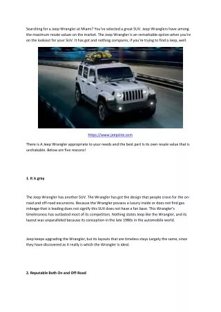 searching for a jeep wrangler at miami