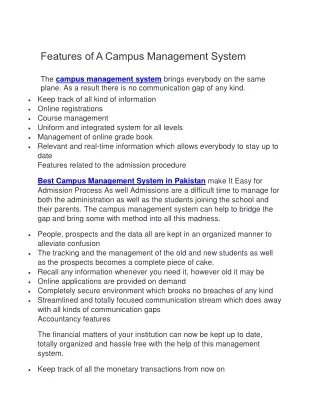 features of a campus management system