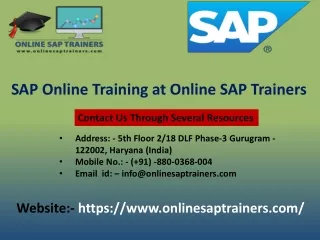 SAP Online Training at Online SAP Trainers