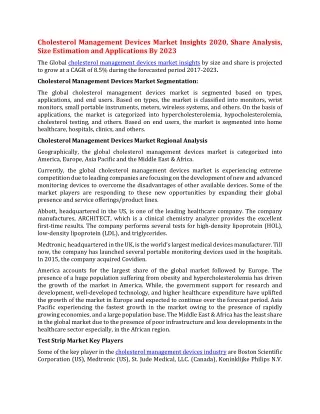 cholesterol management devices market insights