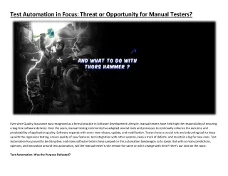 test automation in focus threat or opportunity