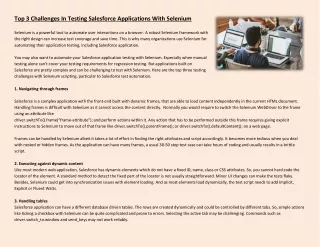 top 3 challenges in testing salesforce
