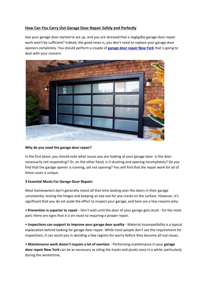 how can you carry out garage door repair safely
