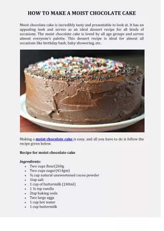 How to Make a Moist Chocolate Cake
