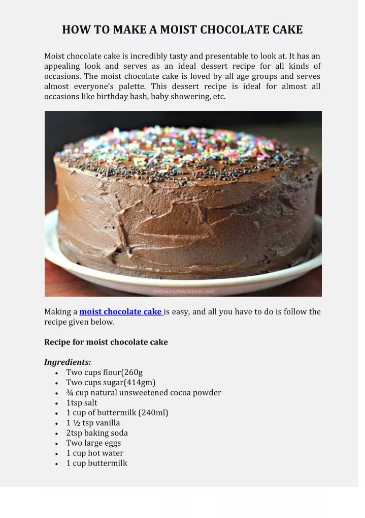 how to make a moist chocolate cake
