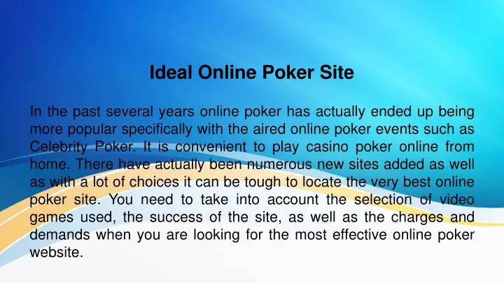 ideal online poker site