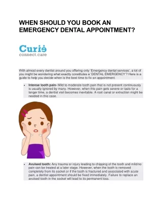 WHEN SHOULD YOU BOOK AN EMERGENCY DENTAL APPOINTMENT?