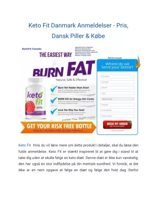 Keto Fit Danmark Anmeldelser - Pris, Dansk Piller & Købe