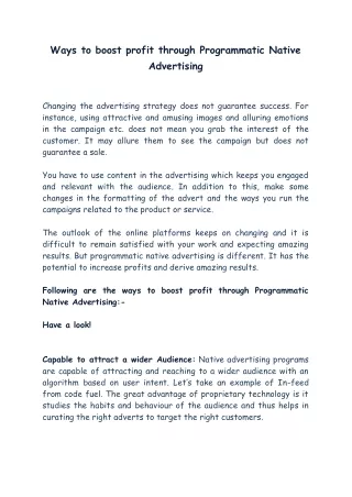 ways to boost profit through programmatic native
