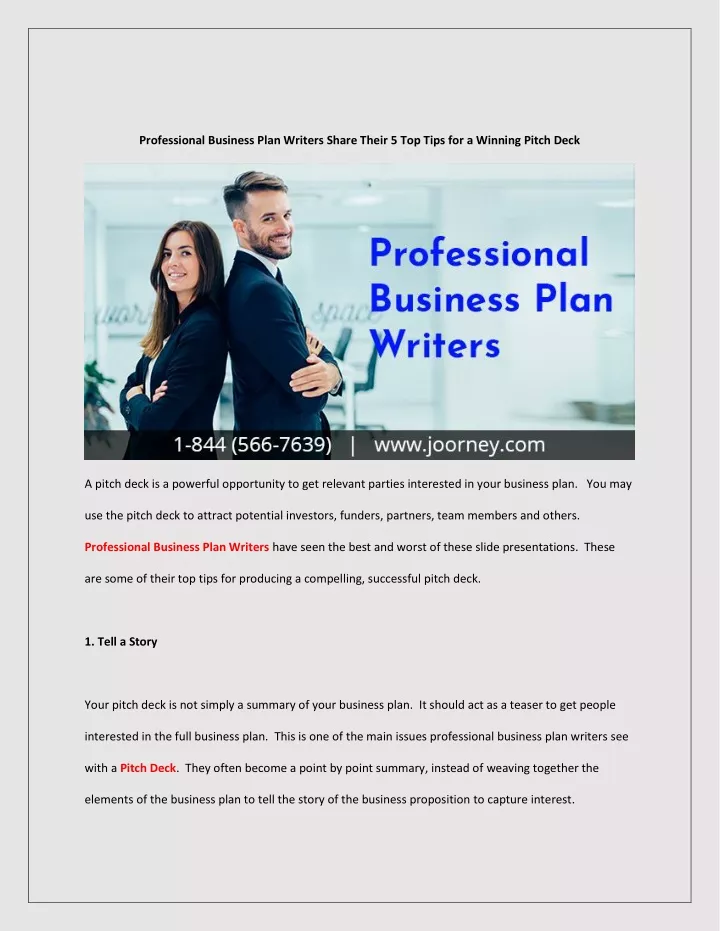professional business plan writers share their