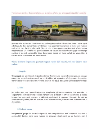 7 principaux services de d coration pour