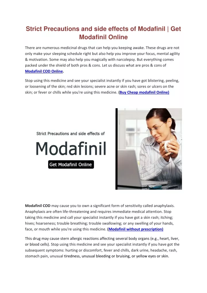 strict precautions and side effects of modafinil