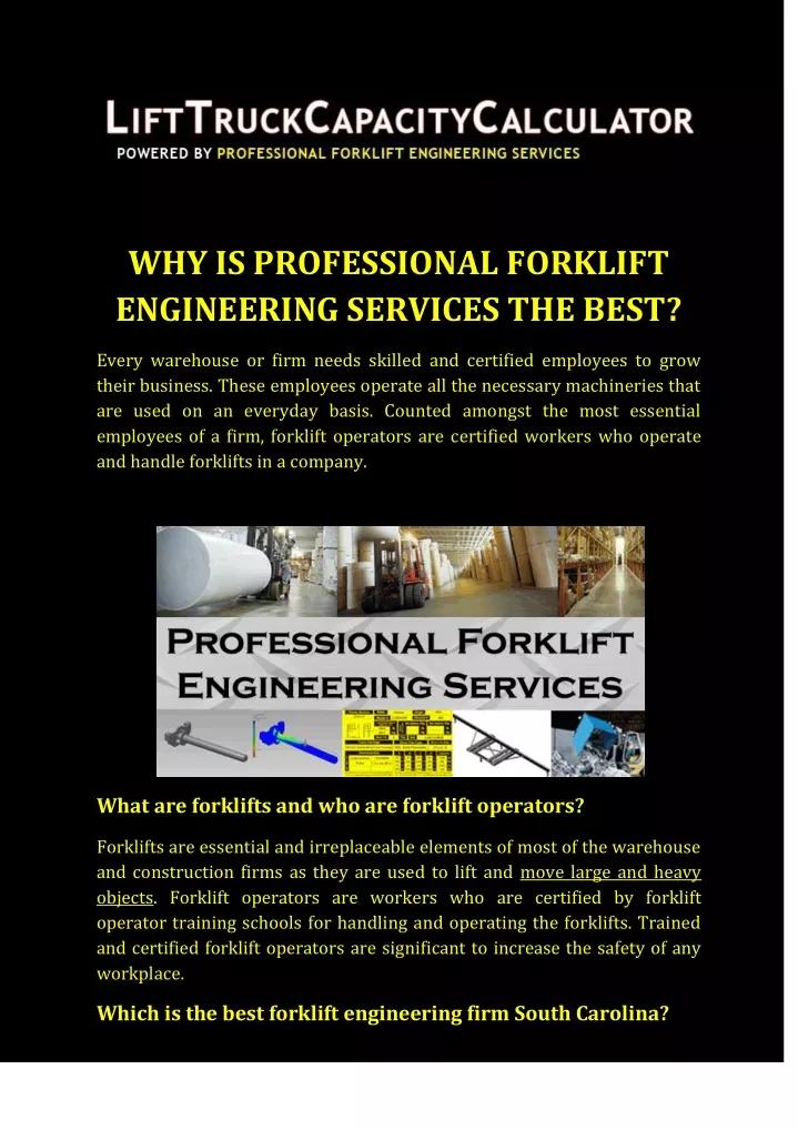 why is professional forklift engineering services