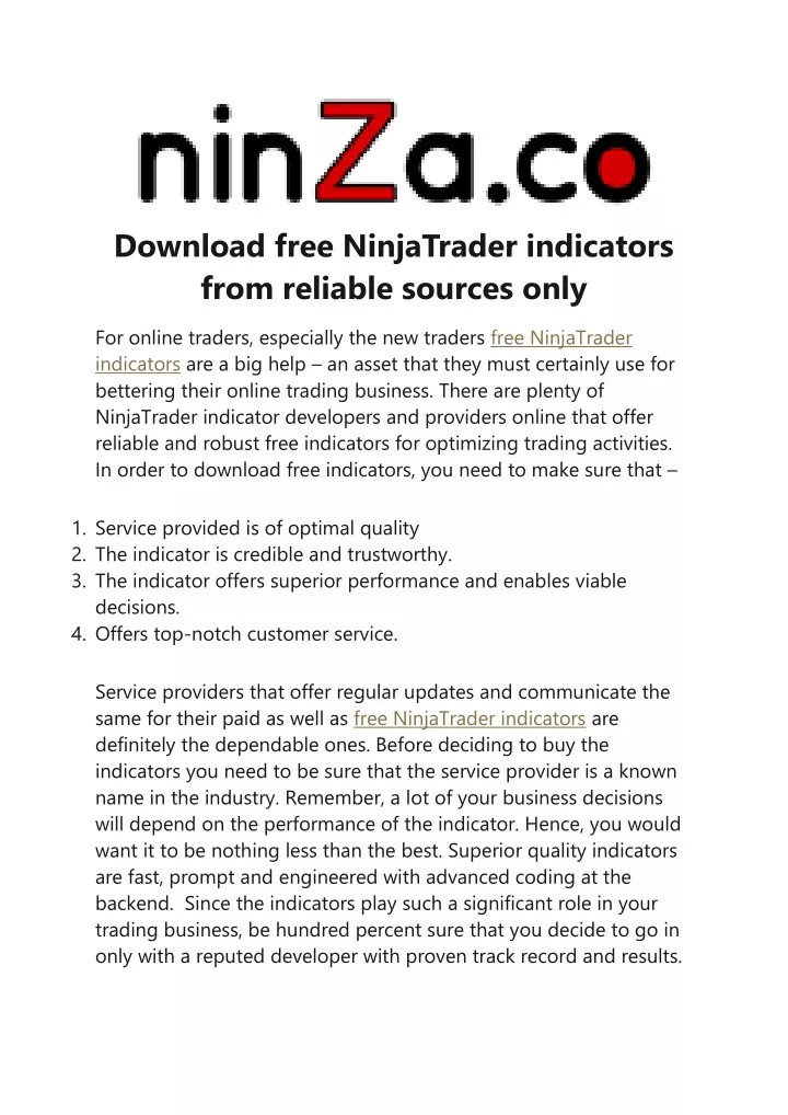 download free ninjatrader indicators from