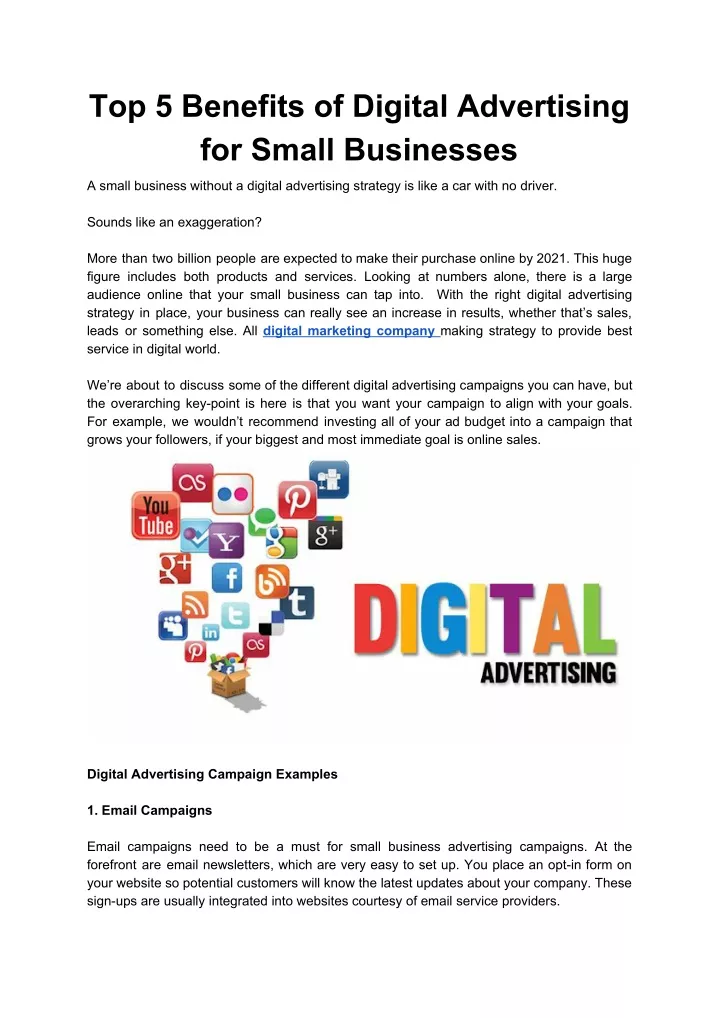 top 5 benefits of digital advertising for small
