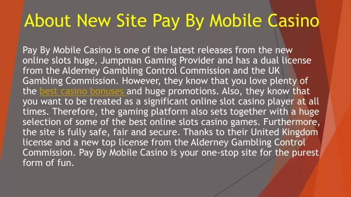 about new site pay by mobile casino
