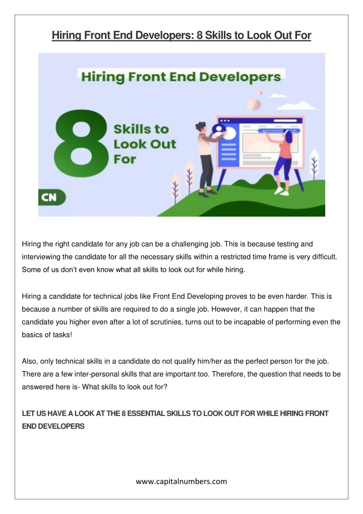 hiring front end developers 8 skills to look