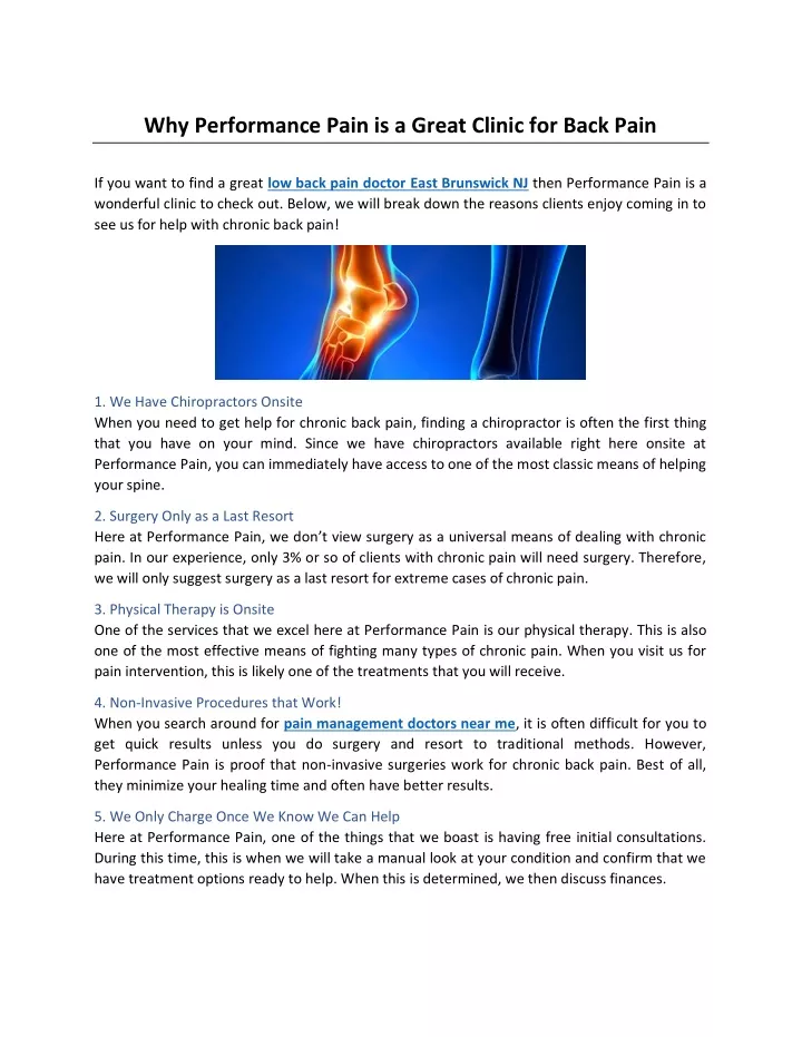 why performance pain is a great clinic for back
