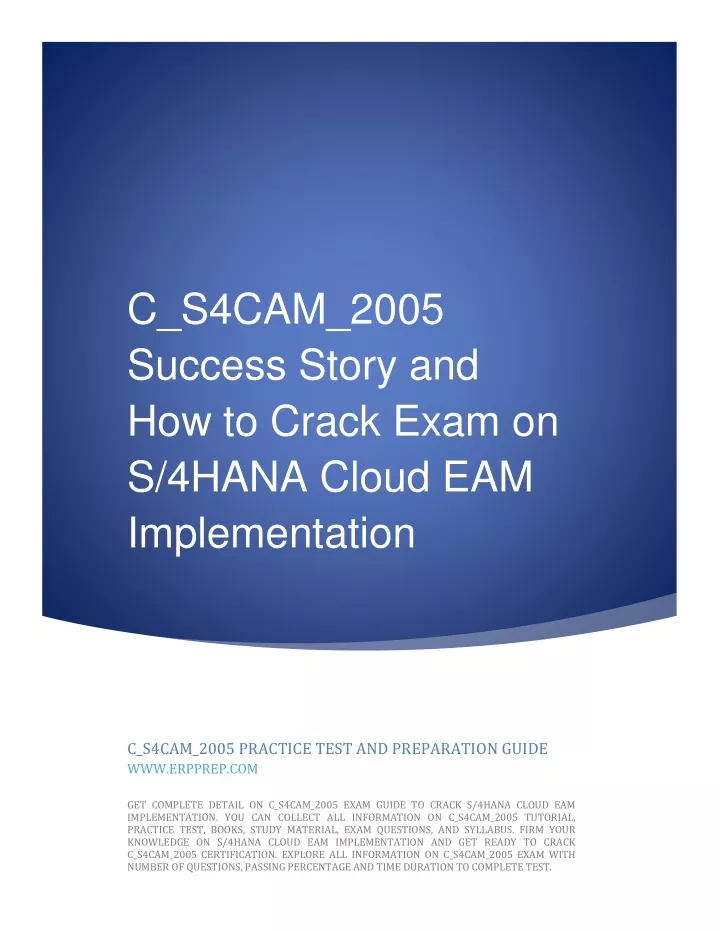 c s4cam 2005 success story and how to crack exam