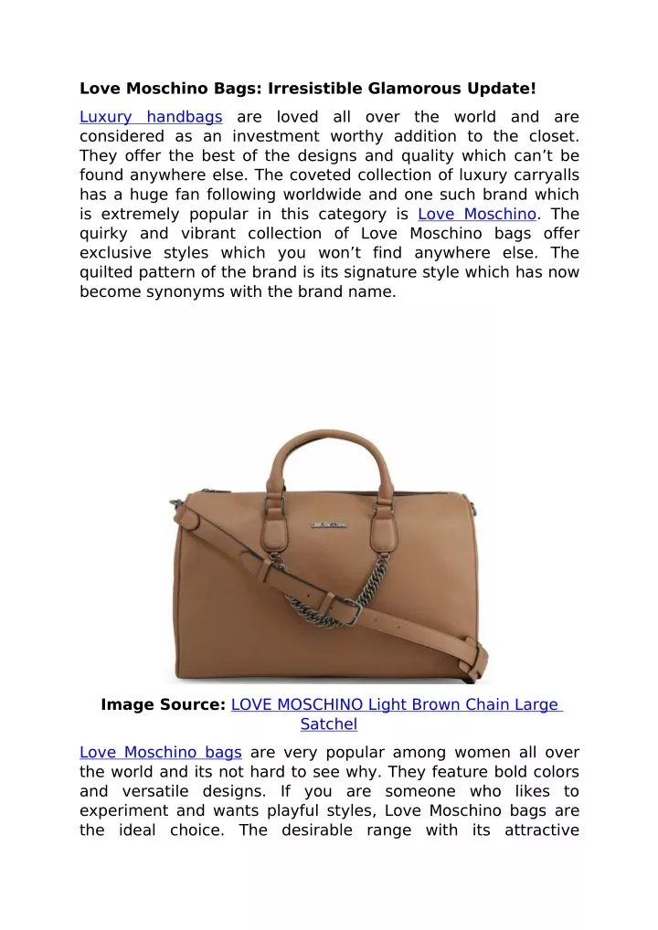 love moschino bags irresistible glamorous update
