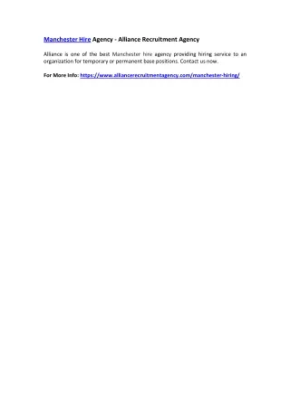manchester hire agency alliance recruitment agency