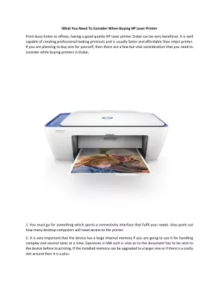 What You Need to consider When Buying HP Laser Printer