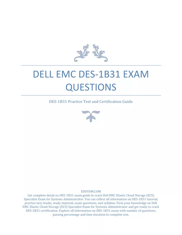 dell emc des 1b31 exam questions