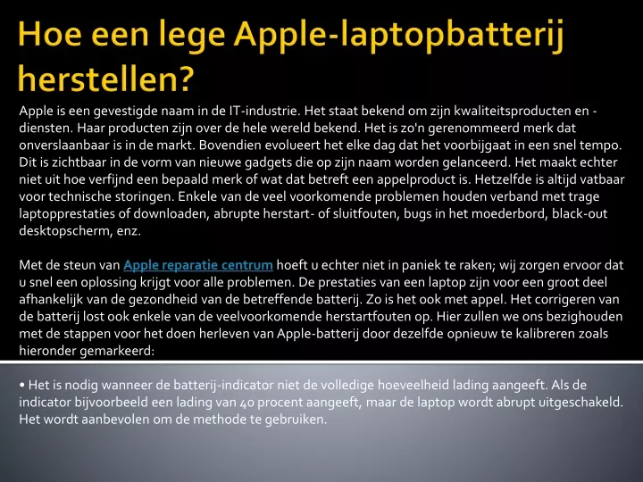 hoe een lege apple laptopbatterij herstellen