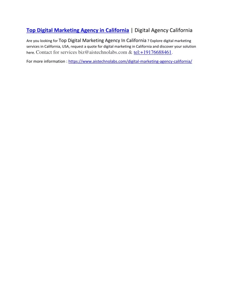 top digital marketing agency in california