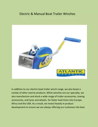 Electric & Manual Boat Trailer Winches