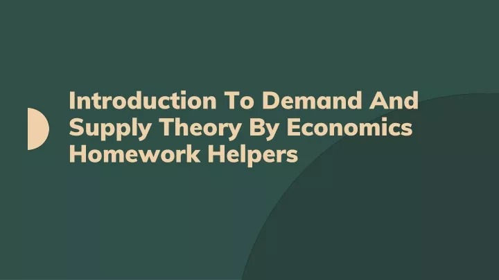 introduction to demand and supply theory