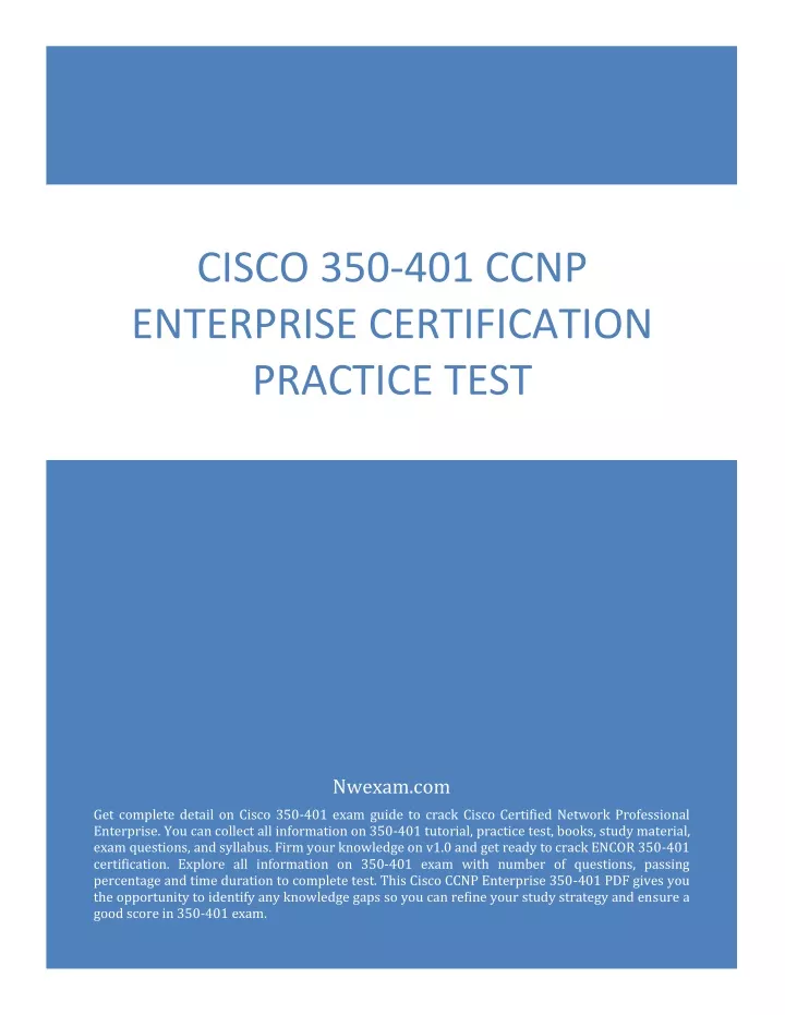 cisco 350 401 ccnp enterprise certification