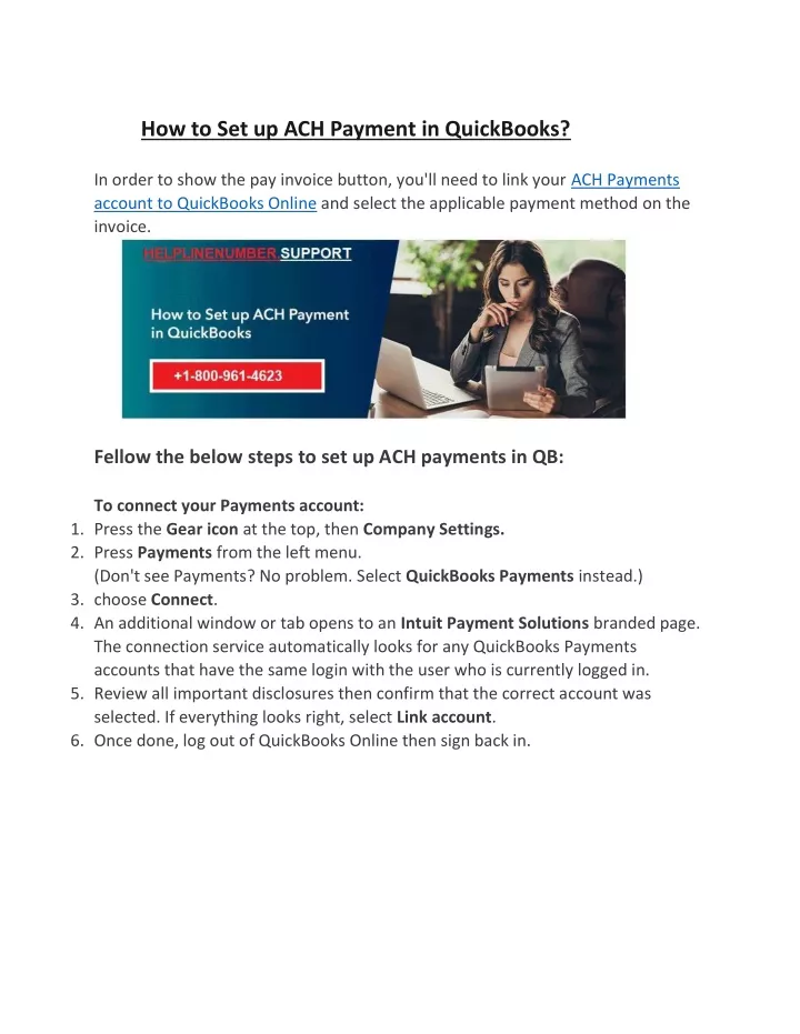 how to set up ach payment in quickbooks
